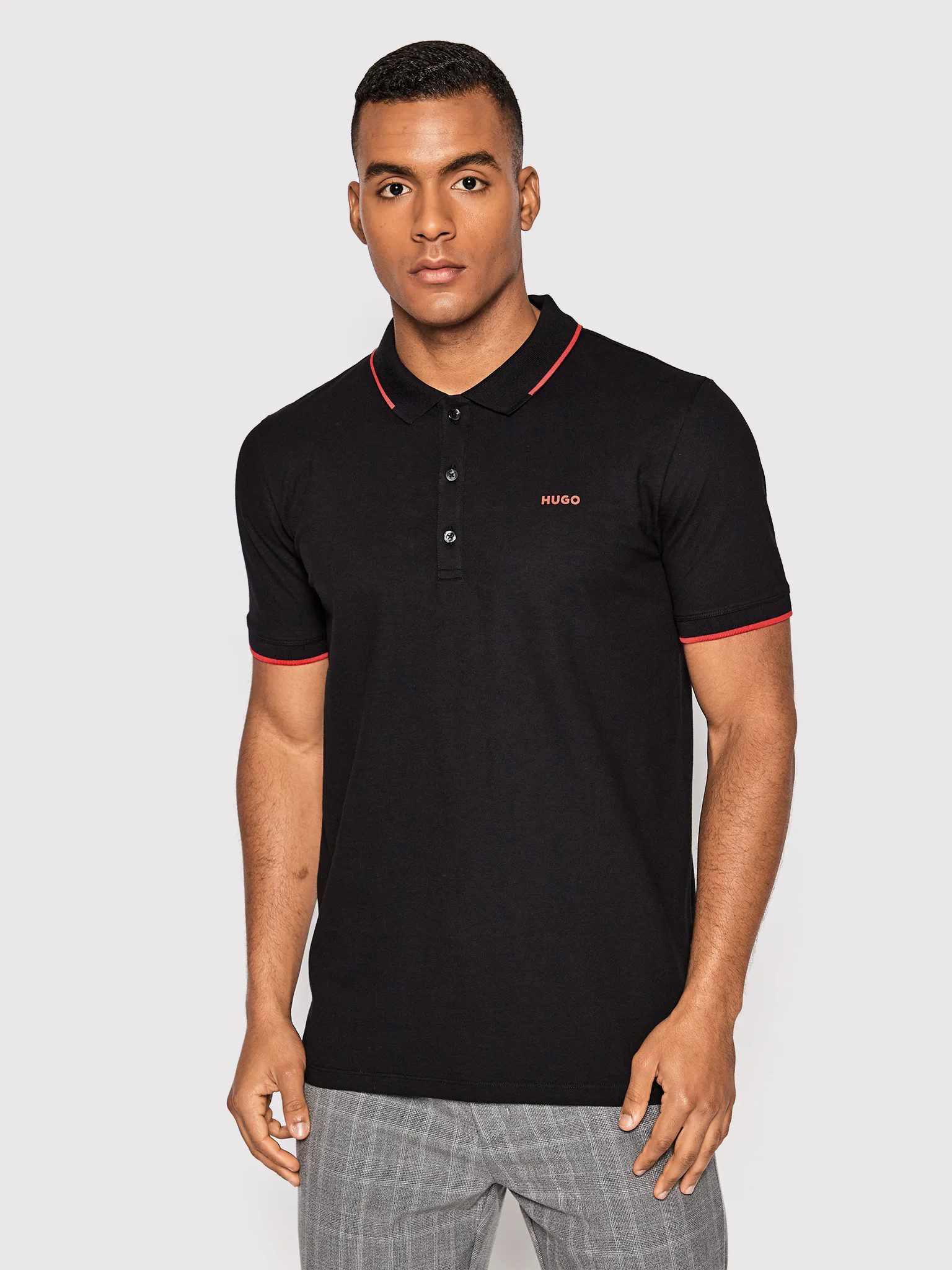 hugo-tricou-polo-dinoso222-50467344-negru-slim-fit